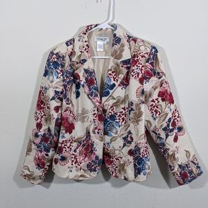 Coldwater Creek bright floral lined jacket PS